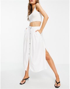 Белая юбка миди на пуговицах с глубокими карманами Asos design