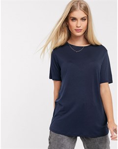 Темно синяя свободная драпированная футболка Asos design