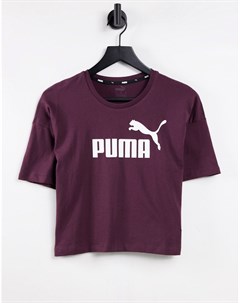 Укороченная бордовая футболка Essentials Puma