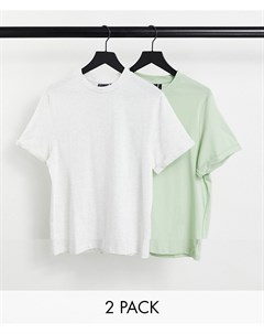 Комплект из 2 футболок из органического хлопка с отворотами на рукавах Asos design