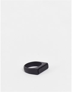 Черное кольцо печатка с плоским дизайном Asos design
