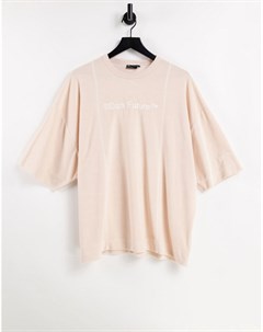 Махровая oversized футболка светло розового цвета с акцентными швами ASOS Dark Future Asos design