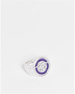 Серебристое кольцо печатка с орлом Icon brand