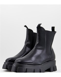 Черные ботинки челси из искусственной кожи на очень массивной подошве для широкой стопы Truffle collection