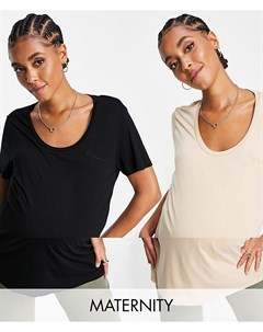 Набор из 2 футболок для кормящих мам бежевого и черного цвета River island maternity