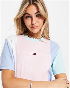 Платье футболка в стиле колор блок пастельных цветов Tommy jeans