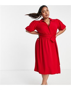 Красное платье рубашка с поясом ASOS DESIGN Curve Asos curve