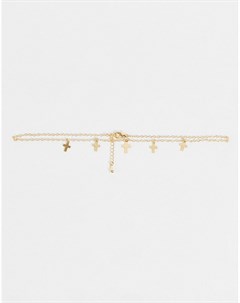 Золотистое ожерелье чокер с подвесками крестами Designb london