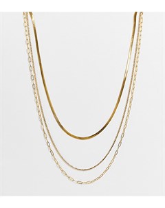 Ожерелье в несколько рядов с покрытием из 14 каратного золота и цепочкой из мелких страз ASOS DESIGN Asos curve