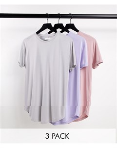 Набор из 3 удлиненных футболок разных цветов Topman