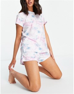 Пижамный комплект с шортами и пастельным принтом тай дай Loungeable