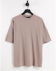 Светло коричневая oversized футболка из пике Asos design