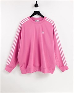 Розовый oversized свитшот с тремя полосками Adicolor Adidas originals