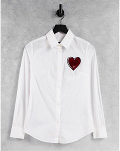Белая облегающая рубашка с принтом сердечка Love moschino