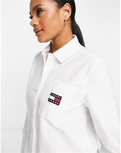 Белая рубашка навыпуск с логотипом в виде флага Tommy jeans