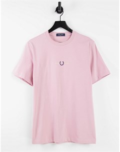 Светло серая меланжевая футболка с вышивкой Розовый Fred perry
