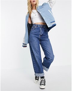Синие выбеленные oversized джинсы в винтажном стиле One Topshop