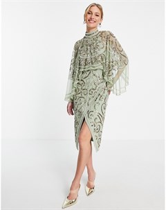 Платье миди с отделкой искусственным жемчугом Asos design