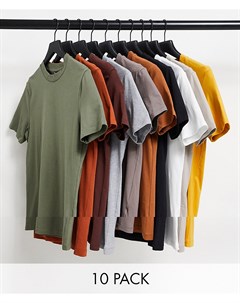Набор из 10 облегающих футболок из смесового органического хлопка Asos design