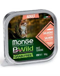 Влажный корм для кошек Bwild Grain free из лосося с овощами 0 1 кг Monge