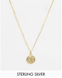 Ожерелье с покрытием 14 каратным золотом и подвеской монетой Astrid & miyu
