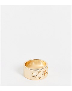 Широкое массивное кольцо золотистого цвета с резными звездами Inspired Reclaimed vintage