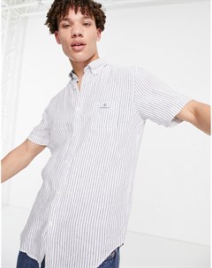 Классическая льняная рубашка белого цвета в полоску с короткими рукавами Gant