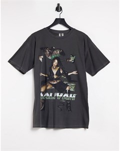 Темно серая выбеленная футболка с принтом Aaliyah Asos design