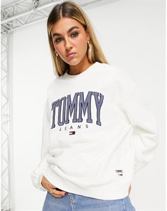 Свитшот цвета слоновой кости с логотипом в университетском стиле Tommy jeans