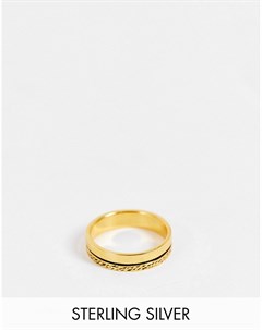 Фактурное кольцо из стерлингового серебра с позолотой14 карат Asos design