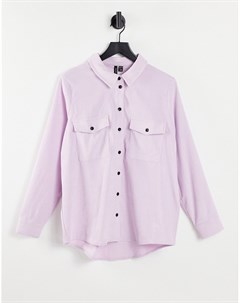 Сиреневая вельветовая рубашка навыпуск Vero moda