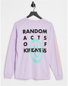 Фиолетовый oversized лонгслив с принтом Random Acts of Kindness Asos design
