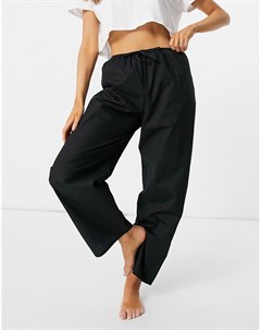 Черные пижамные брюки из хлопкового поплина Asos design