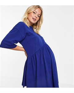 Темно синее oversized платье мини с присборенной юбкой и заниженной талией ASOS DESIGN Maternity Asos maternity