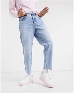 Голубые классические джинсы с необработанными краями Asos design