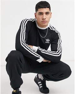 Черный лонгслив с тремя полосками adicolor Adidas originals