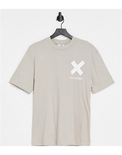 Светло коричневая футболка с логотипом из органического хлопка Unisex Collusion