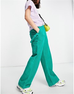 Зеленые вельветовые брюки прямого кроя без застежек Asos design