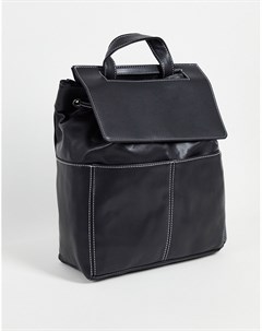 Черный рюкзак из искусственной кожи с контрастной строчкой Topshop