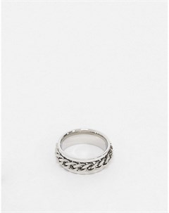 Серебристое кольцо из нержавеющей стали с подвижной цепочкой Asos design