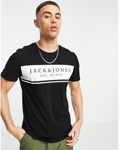 Черная футболка с круглым вырезом и логотипом Jack & jones