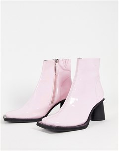 Розовые лакированные ботинки челси из искусственной кожи с контрастной подошвой Asos design