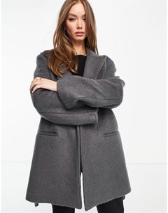 Серое oversized пальто в винтажном стиле с начесом Asos design