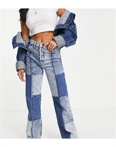 Прямые джинсы в стиле 90 х с дизайном пэчворк Topshop petite