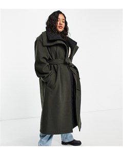 Стеганое пальто оливкового цвета в стиле oversized ASOS DESIGN Curve Asos curve