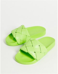Зеленые шлепанцы с плетеным дизайном Finley Asos design