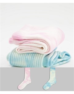 Набор из 2 пар носков с принтом тай дай разных цветов Eleven Weekday