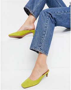 Кожаные зеленовато желтые туфли на каблуке рюмочке Sunshine Asos design