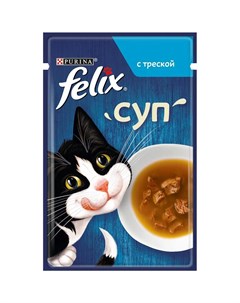 Влажный корм суп для взрослых кошек с треской 48гр Felix
