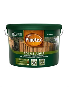 Деревозащитное средство Focus Aqua для заборов и садовых строений орех 9 л Pinotex